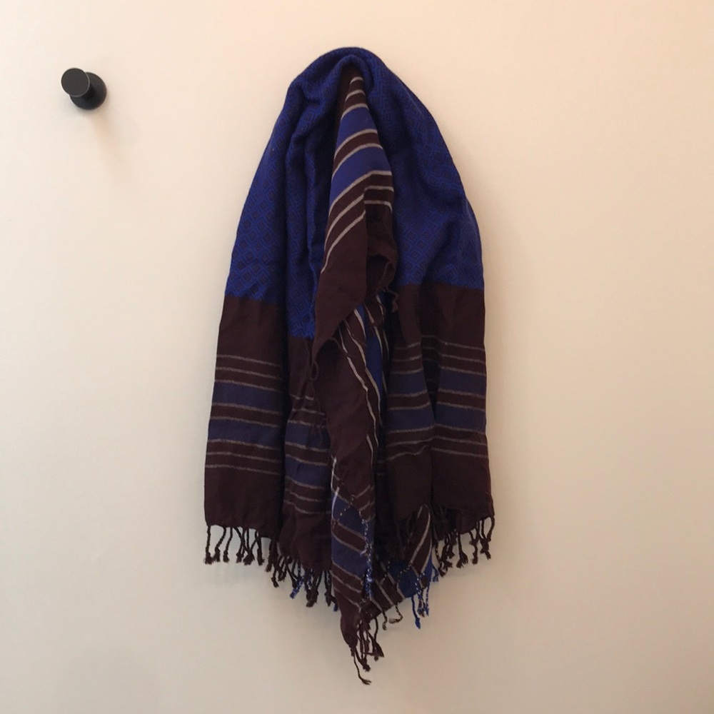 Madewell blue and burgundy plaid scarf, OSFM